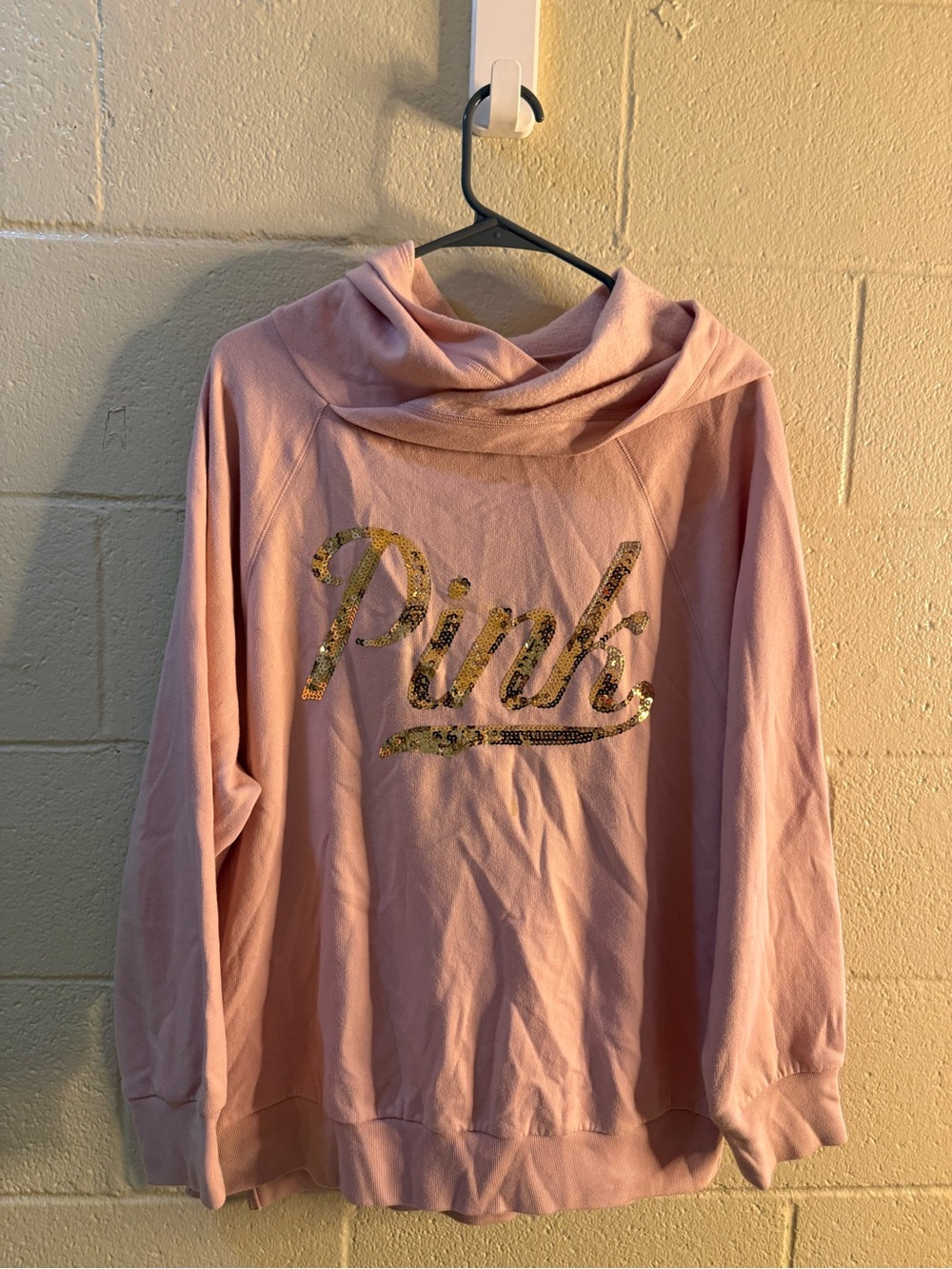 PINK Victoria's Secret Dusty Pink Cowl Neck Pullover
